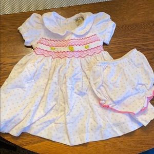 Corduroy smocked Peter Pan collar dress sz 12 mos